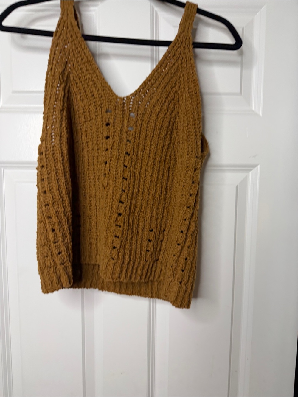 lovestitch Chunky V-Neck Knit Tank - Mustard Brown V back tank NWOT